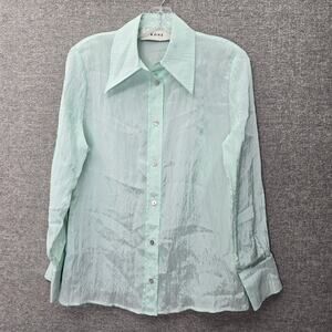 ROHE WOMEN'S BLUE EMMY BUTTON FRONT SHIRT, SIZE FR 38
